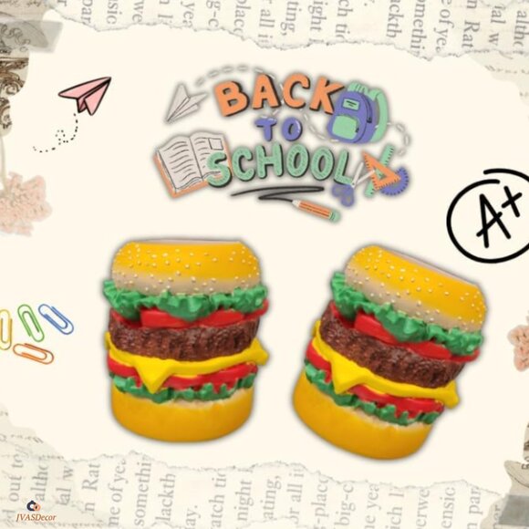 Vintage Hamburger Shaped Ceramic Pencil Holder – 4"x5" Desk & Bathroom Organizer - Picture 3 of 5